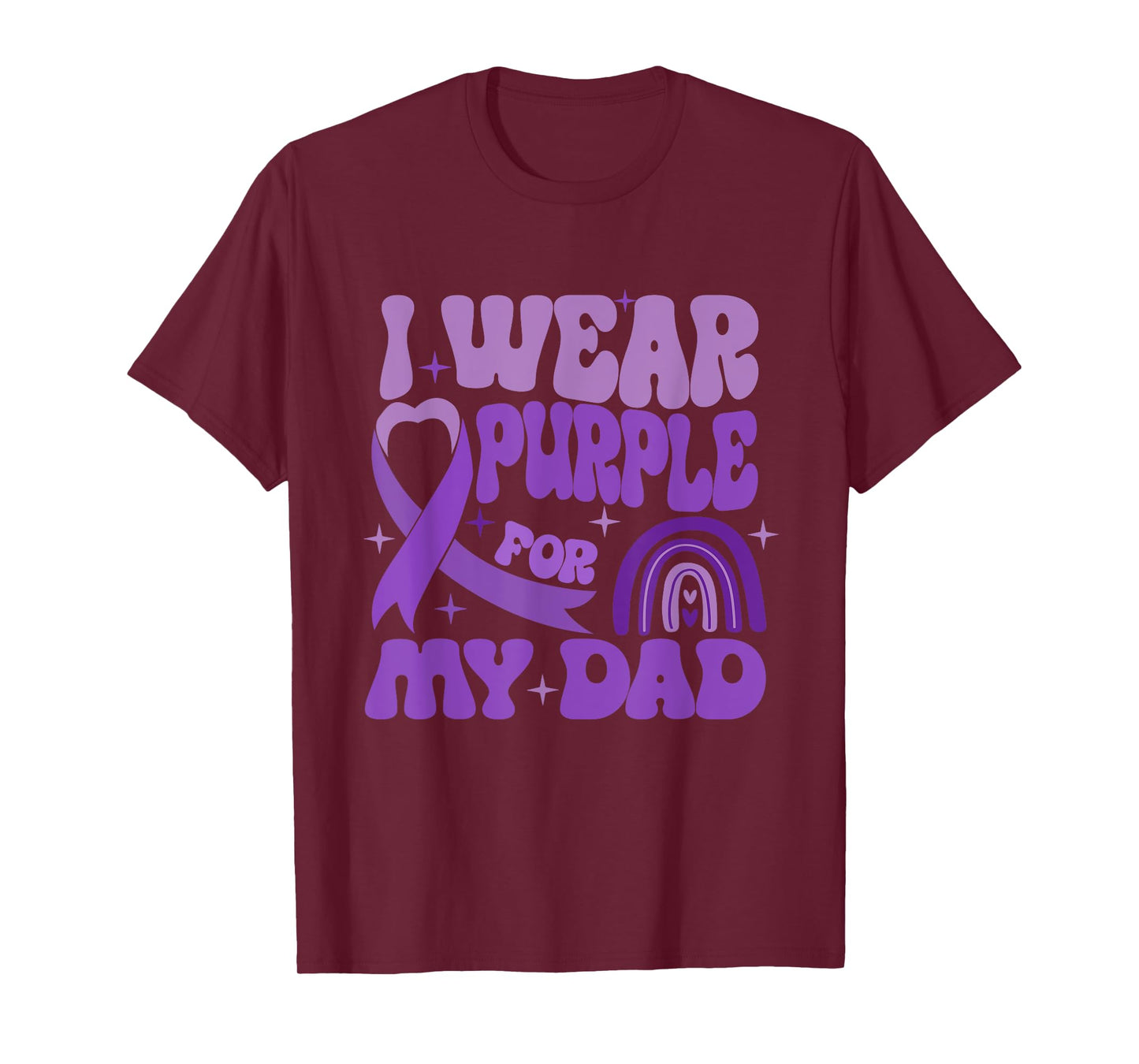 I Wear Purple For My-Dad Alzheimers Awareness Purple Ribbon T-Shirt