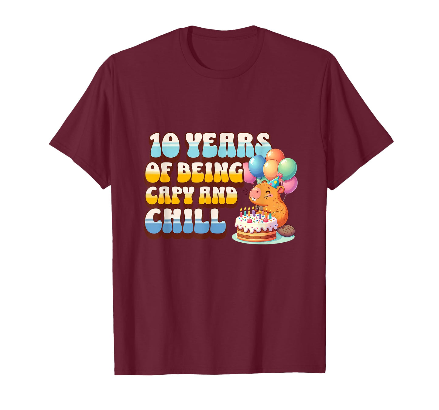 10 Years Capy Bday Capybara 10th Birthday Party Kids T-Shirt