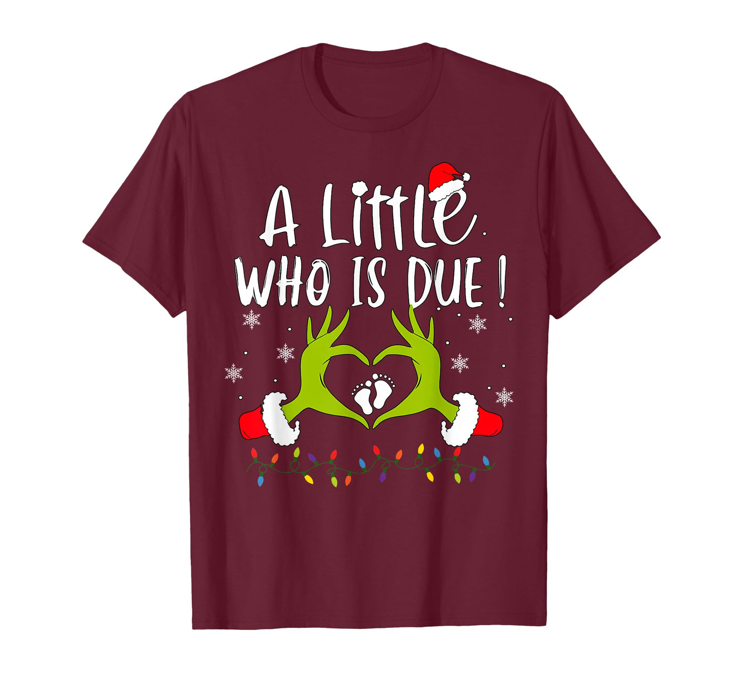 A Little Who is Due Christmas Pregnancy T-Shirt - Unisex, Black, Small