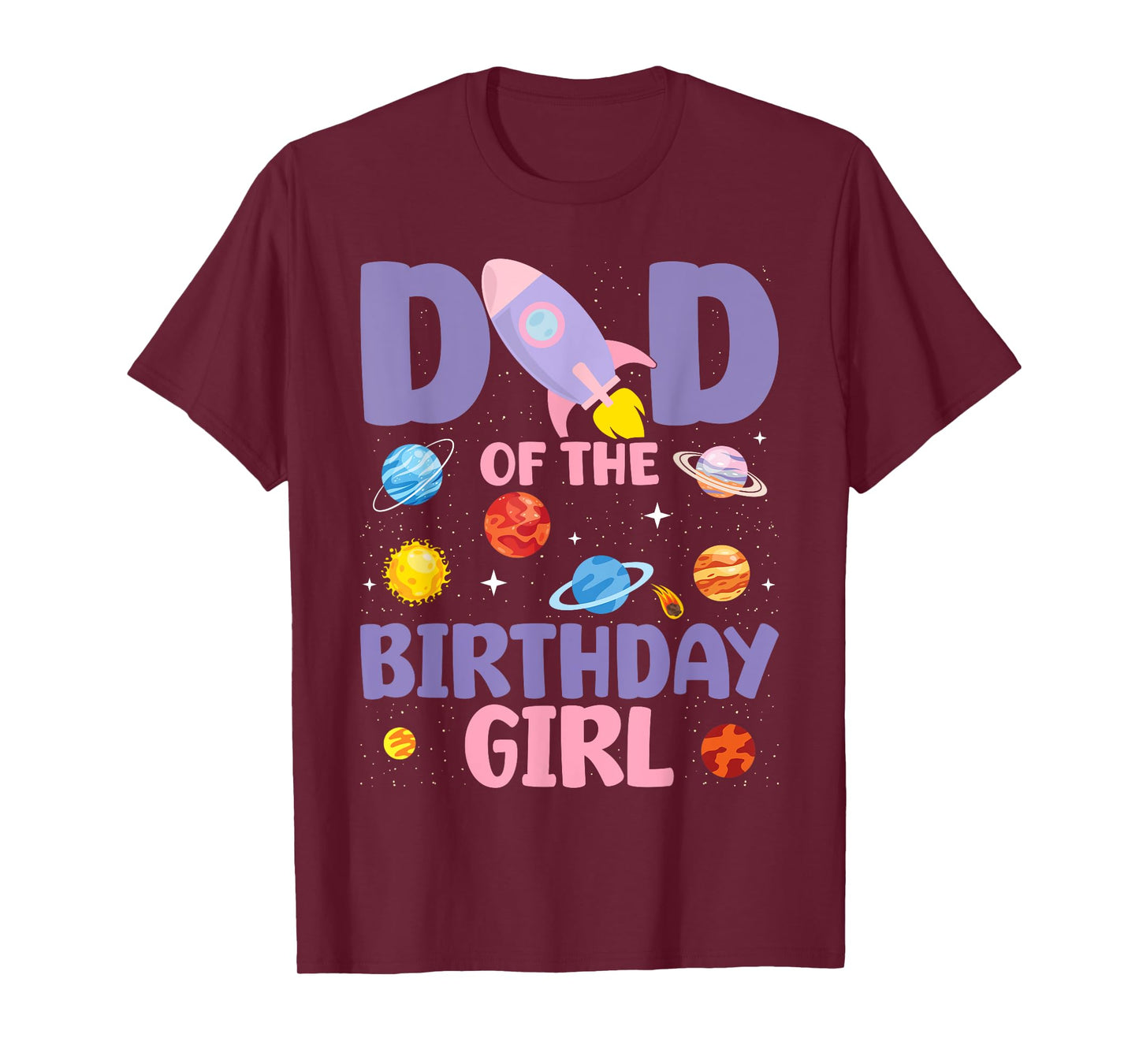 Two The Moon Dad Of the Birthday Girl Astronaut Family Party T-Shirt