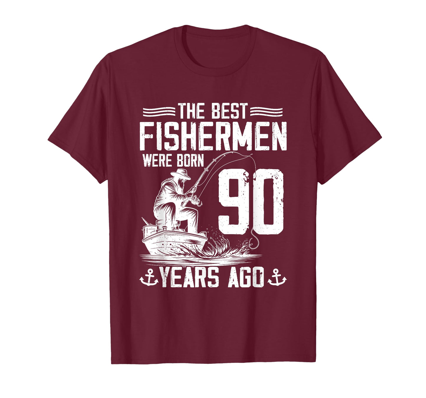 90 Year Old Gift Men Fisherman 90 Birthday Fishing 90th BDay T-Shirt