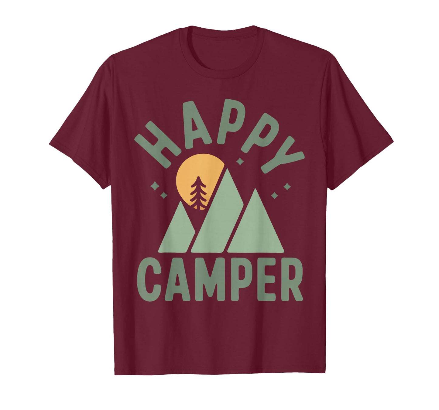 Happy Camper Trees Kids Boys Girls Toddler Men Women Camping T-Shirt