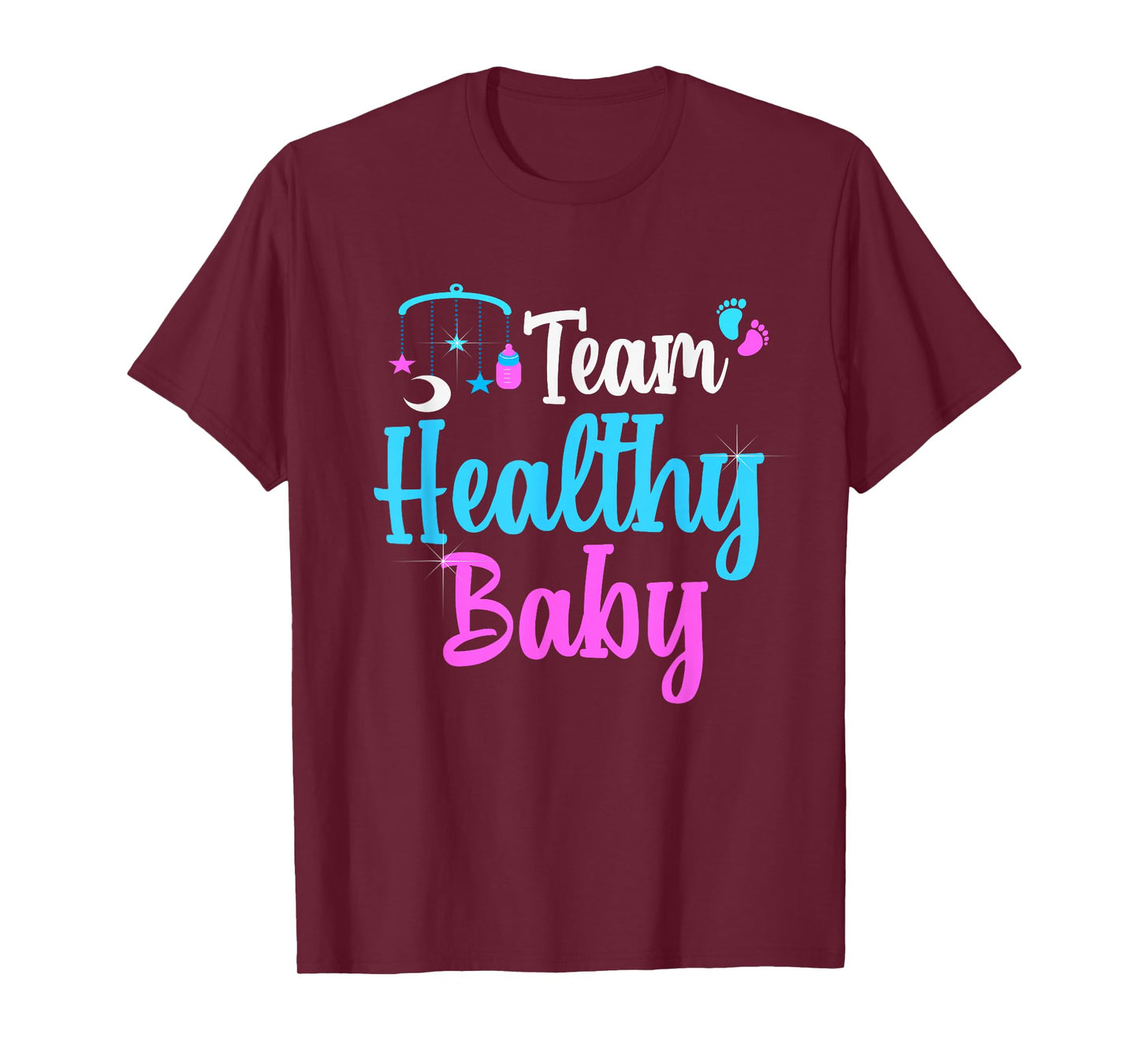 Gender Reveal Team Healthy Baby Party Supplies Pink Blue T-Shirt