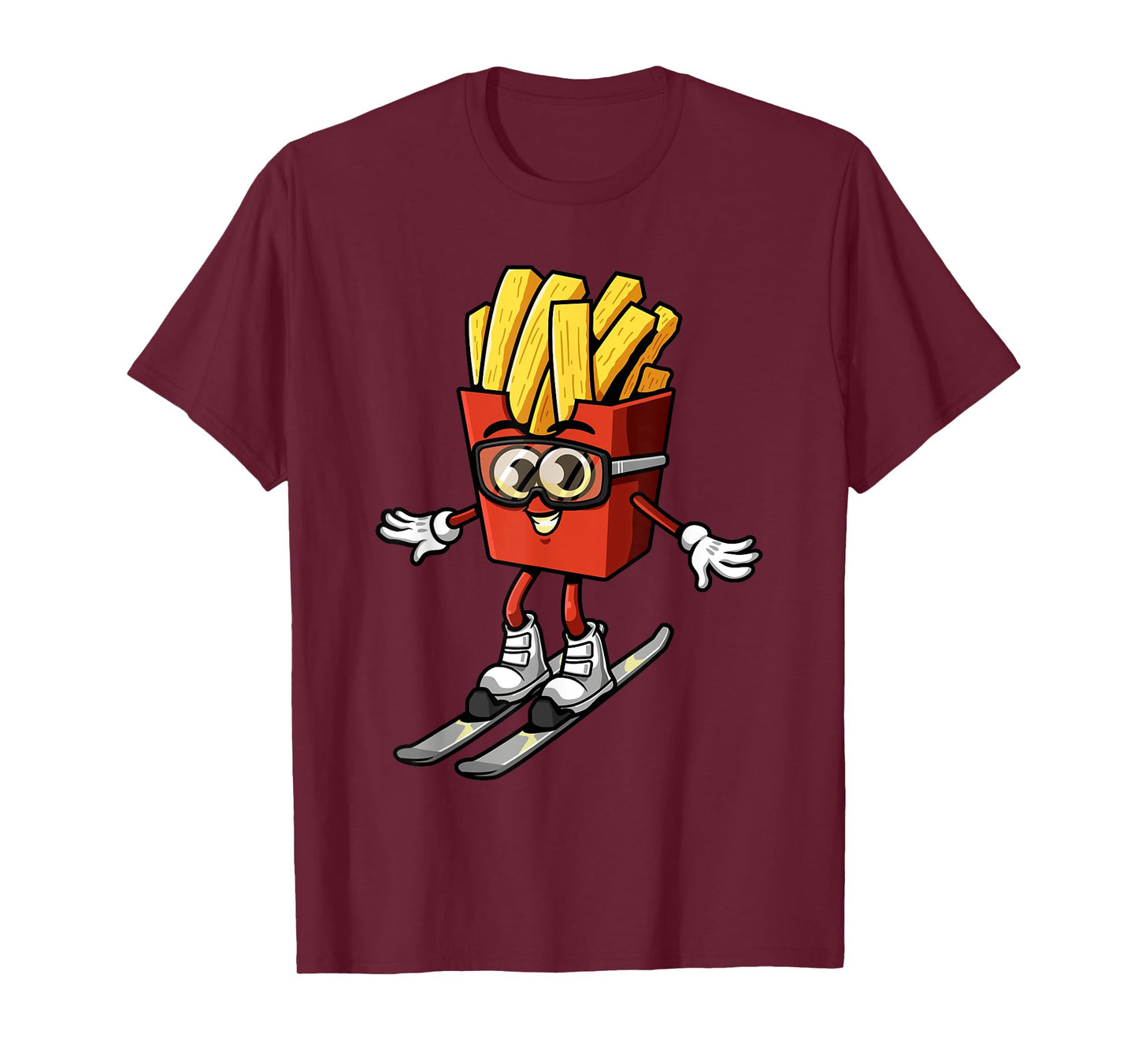 Funny French Fry Ski Potato Fries Skiing Instructor Outfit T-Shirt