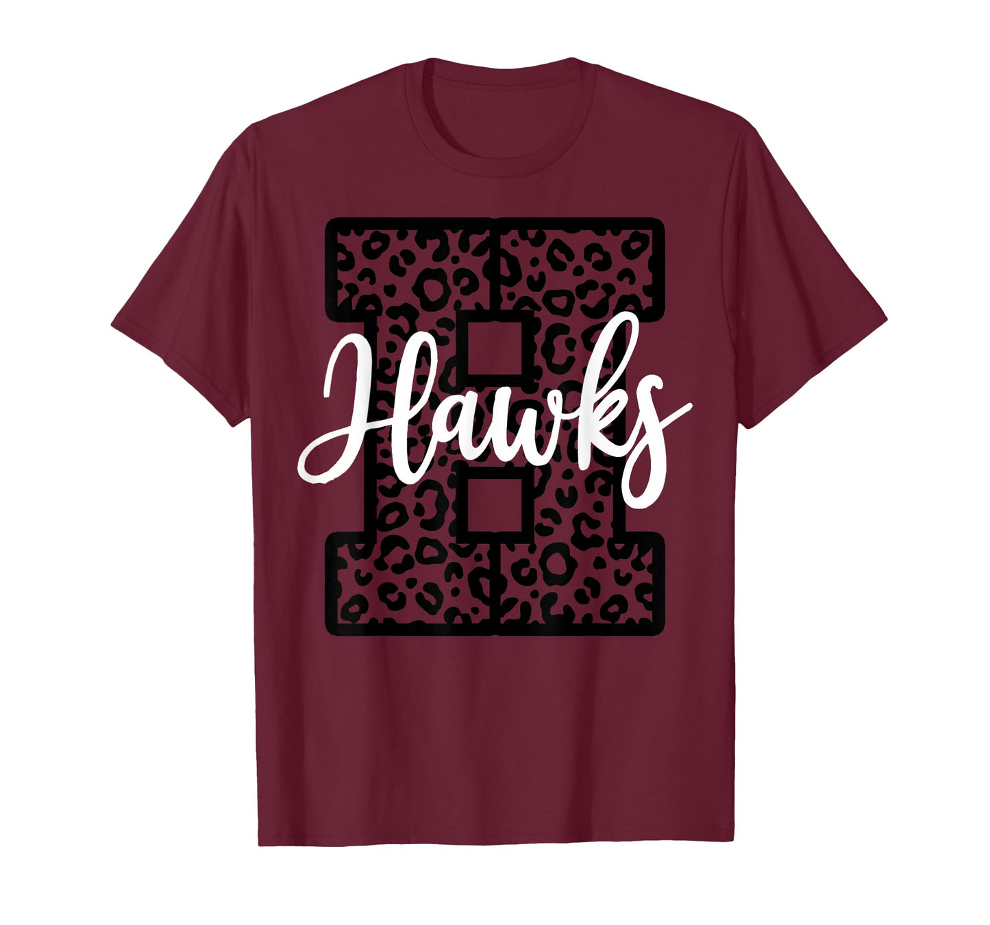 Hawks School Spirit Sport Leopard Cheer Fan Game Day T-Shirt