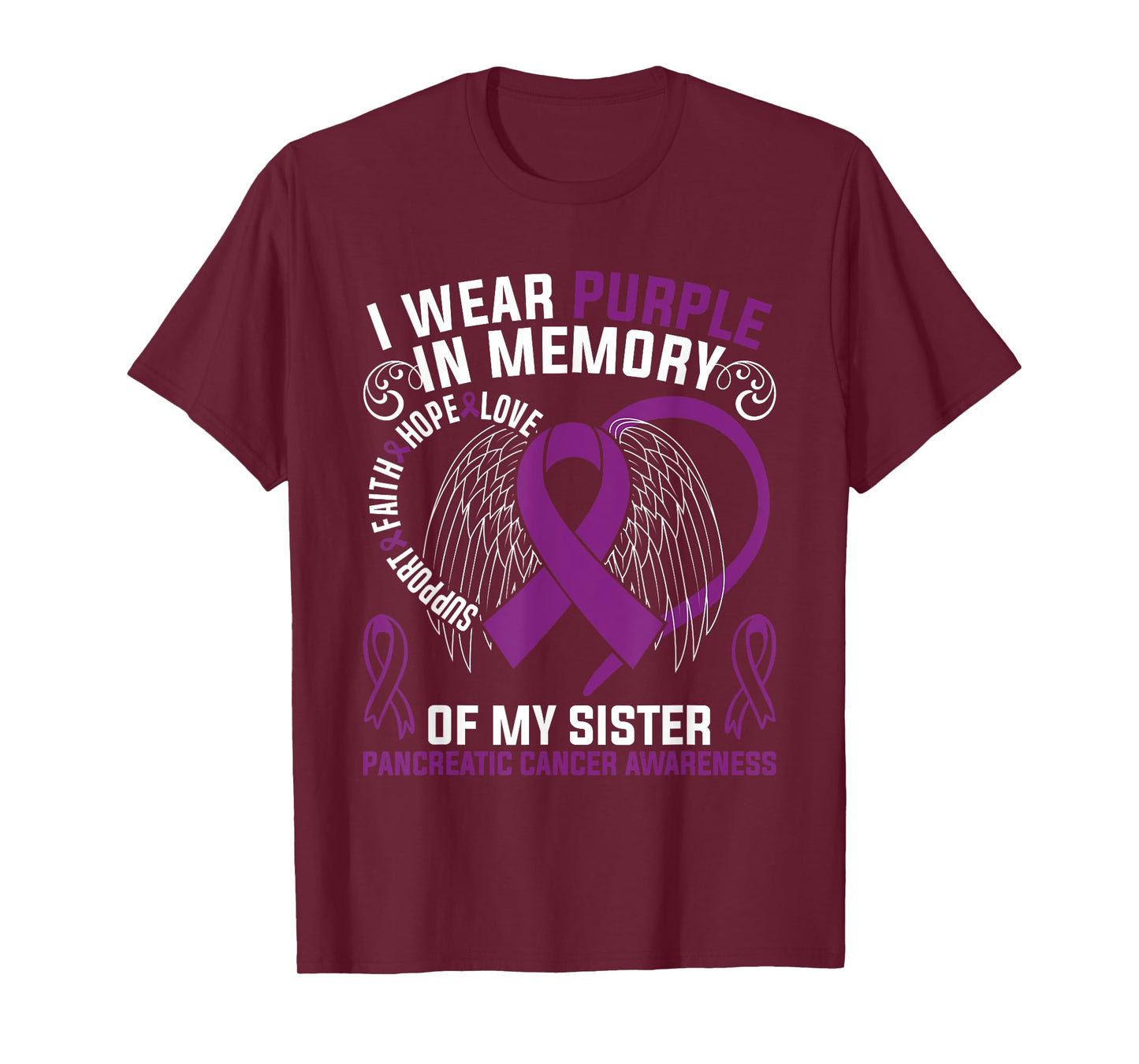 I Wear Purple In Memory Of My Sister Pancreatic Cancer Aware T-Shirt