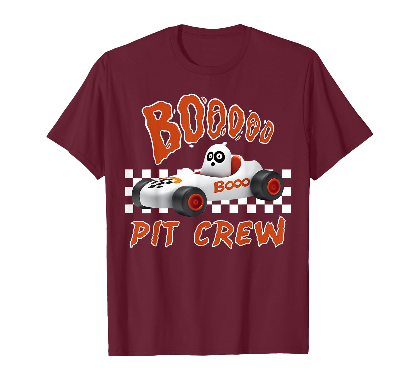 Boo Ghost Pit Crew Racing Halloween Matching Race Car Party T-Shirt