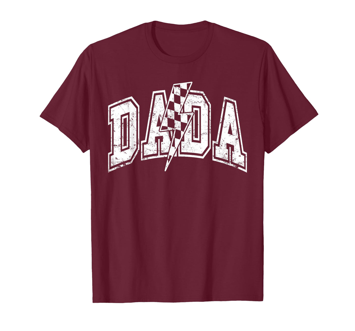 Dada Lightning Bolt Checkered Varsity Dad Men Father's Day T-Shirt