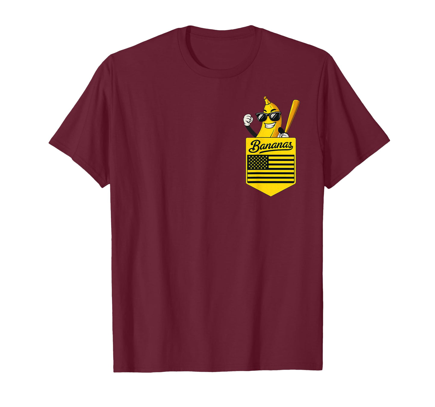Funny Banana Pocket Baseball USA Flag Men Boys Kids Women T-Shirt