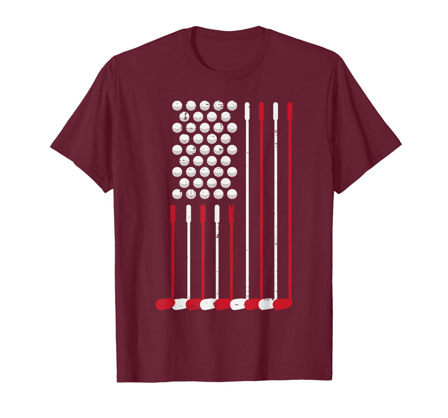 Golf Balls Clubs US Flag 4th July Patriotic Golfer Dad Men T-Shirt