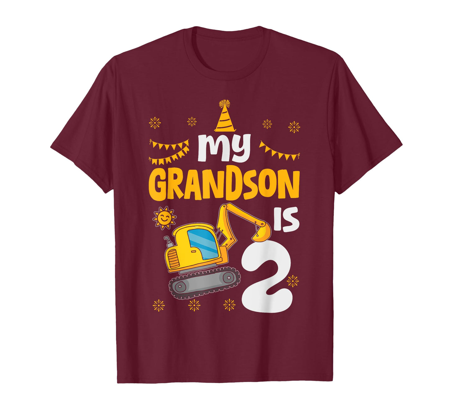 My Grandson Is 2 2nd Birthday Boy Digger Construction T-Shirt
