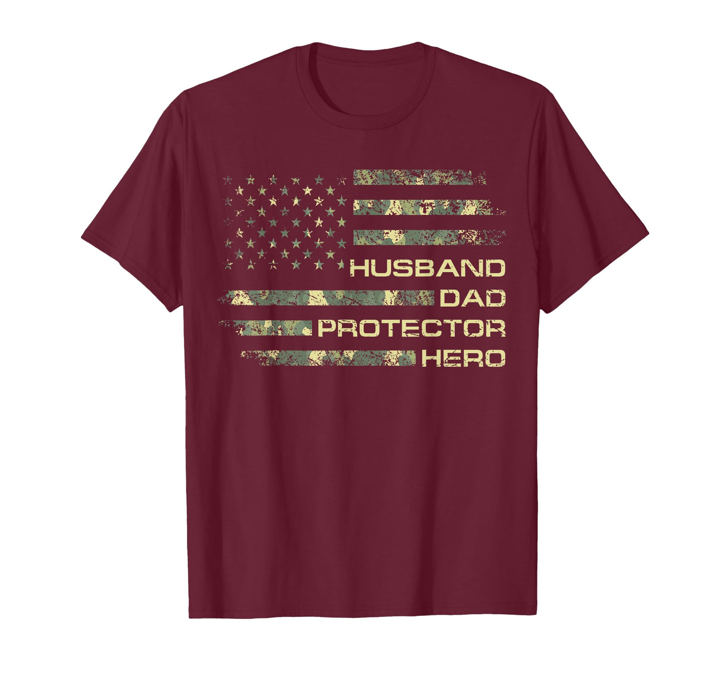 Husband Dad Protector Hero For Christmas Camo American Flag T-Shirt