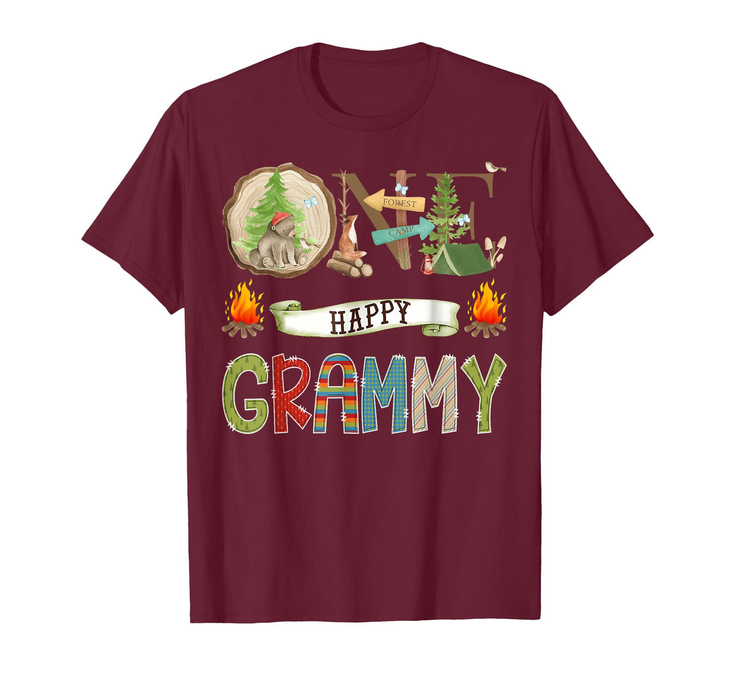 One Happy Grammy Camper 1St Birthday Camping Bear T-Shirt
