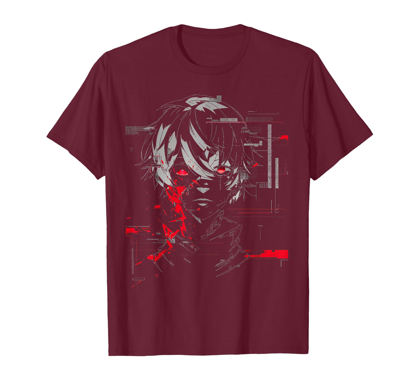 Anime Manga Motif Red-Eyes Artwork Anime T-Shirt