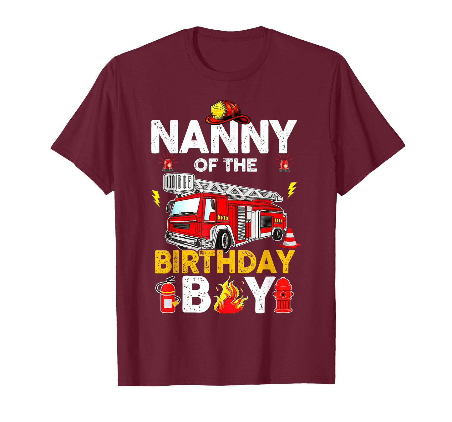 Nanny Of The Birthday Boy Fire Truck Firefighter Party T-Shirt