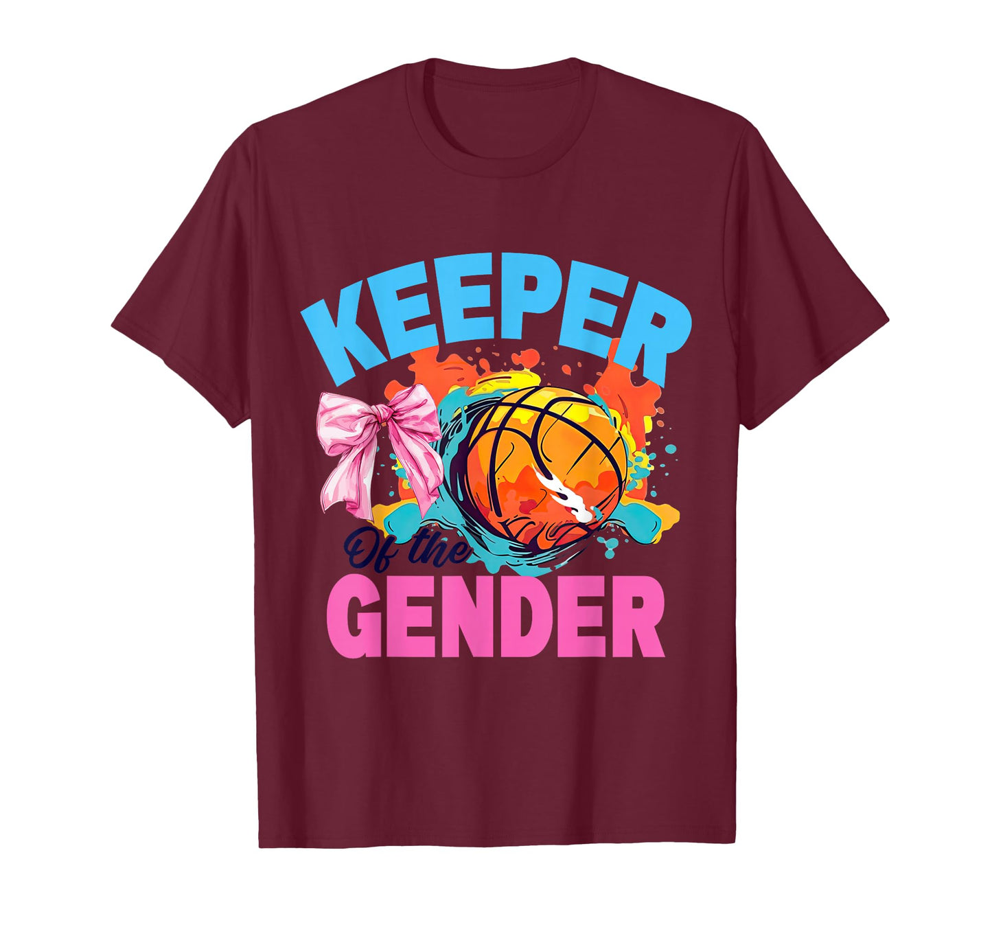 Keeper Of The Gender Basketball Or Bows Gender Reveal Party T-Shirt