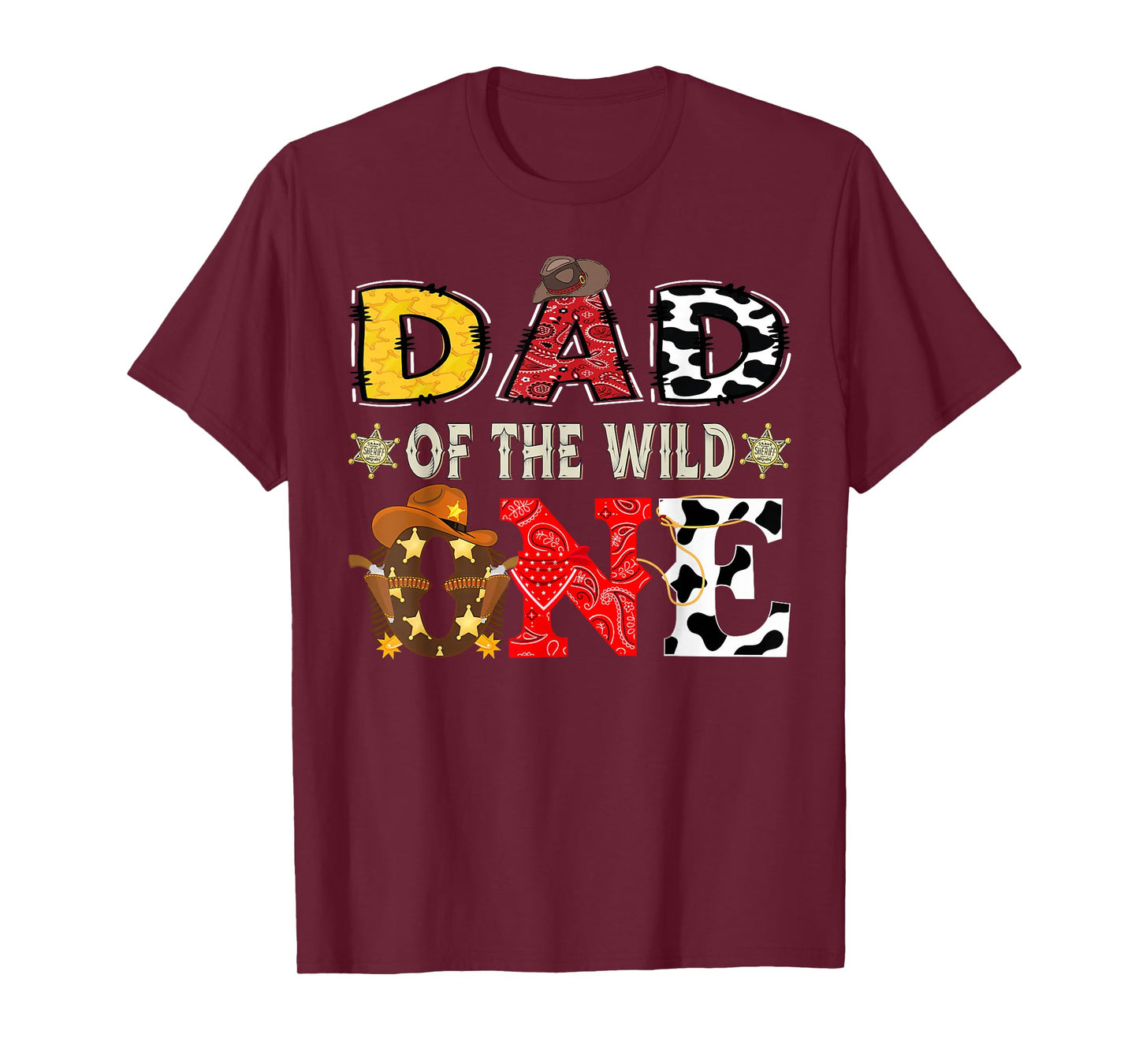 Dad of The Wild One 1St Birthday Boy Western Cowboy T-Shirt