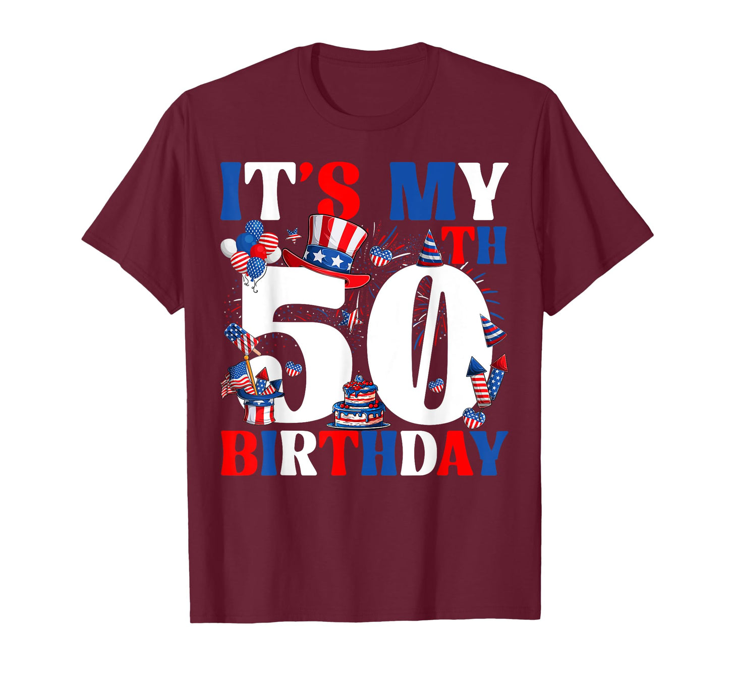 It's My 50th Birthday USA Flag Independence Day 4th Of July T-Shirt