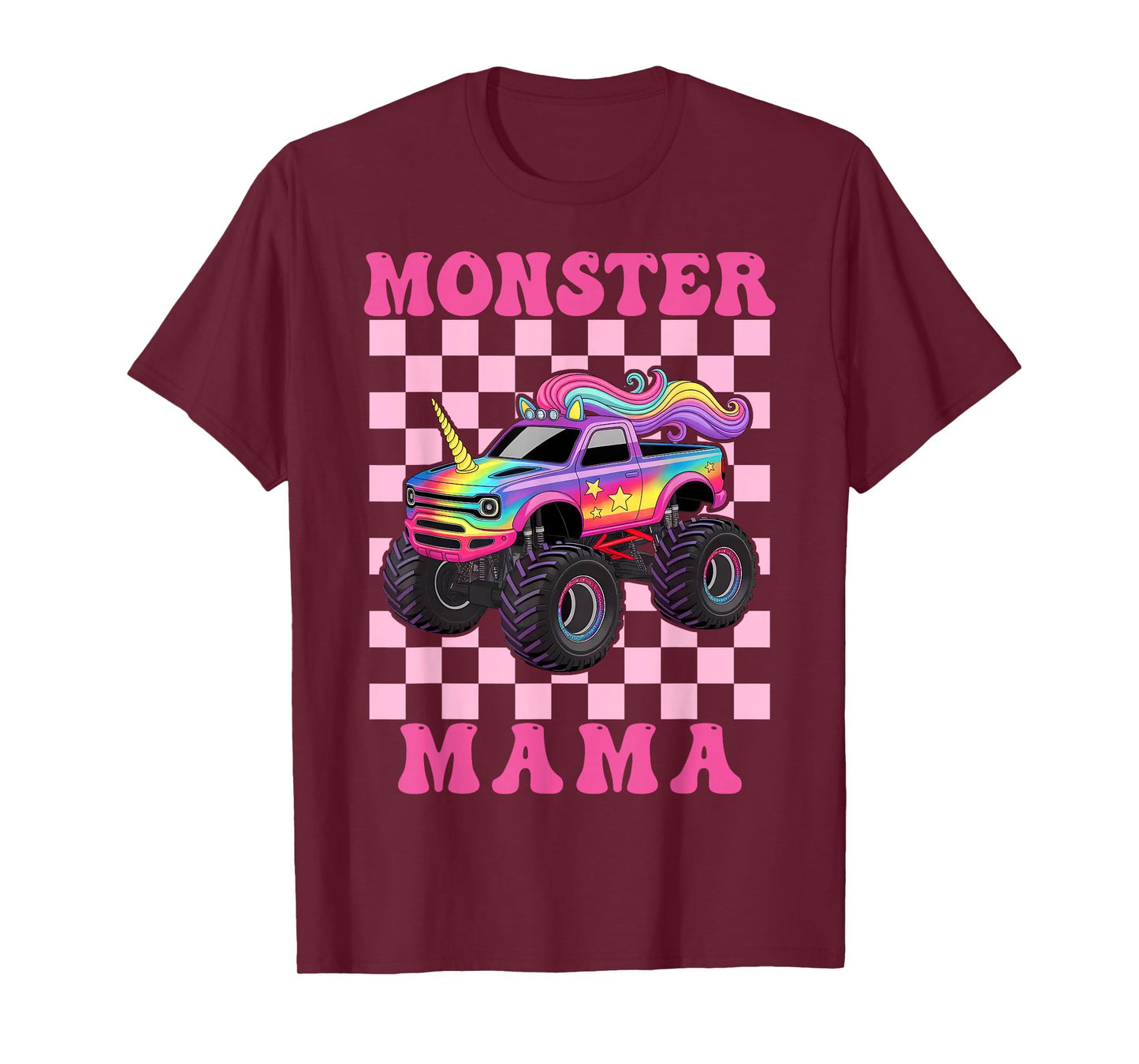 Monster Truck Mama Pink Monster Trucks Lover Mom Groovy T-Shirt