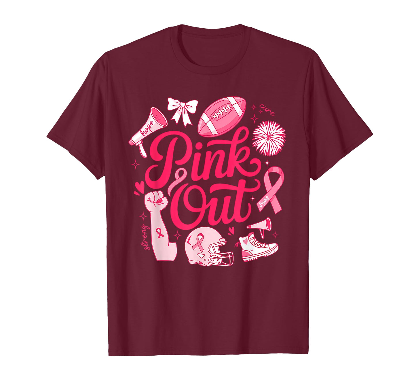 Pink Out Shirt Men Boy Kids Football Breast Cancer Awareness T-Shirt
