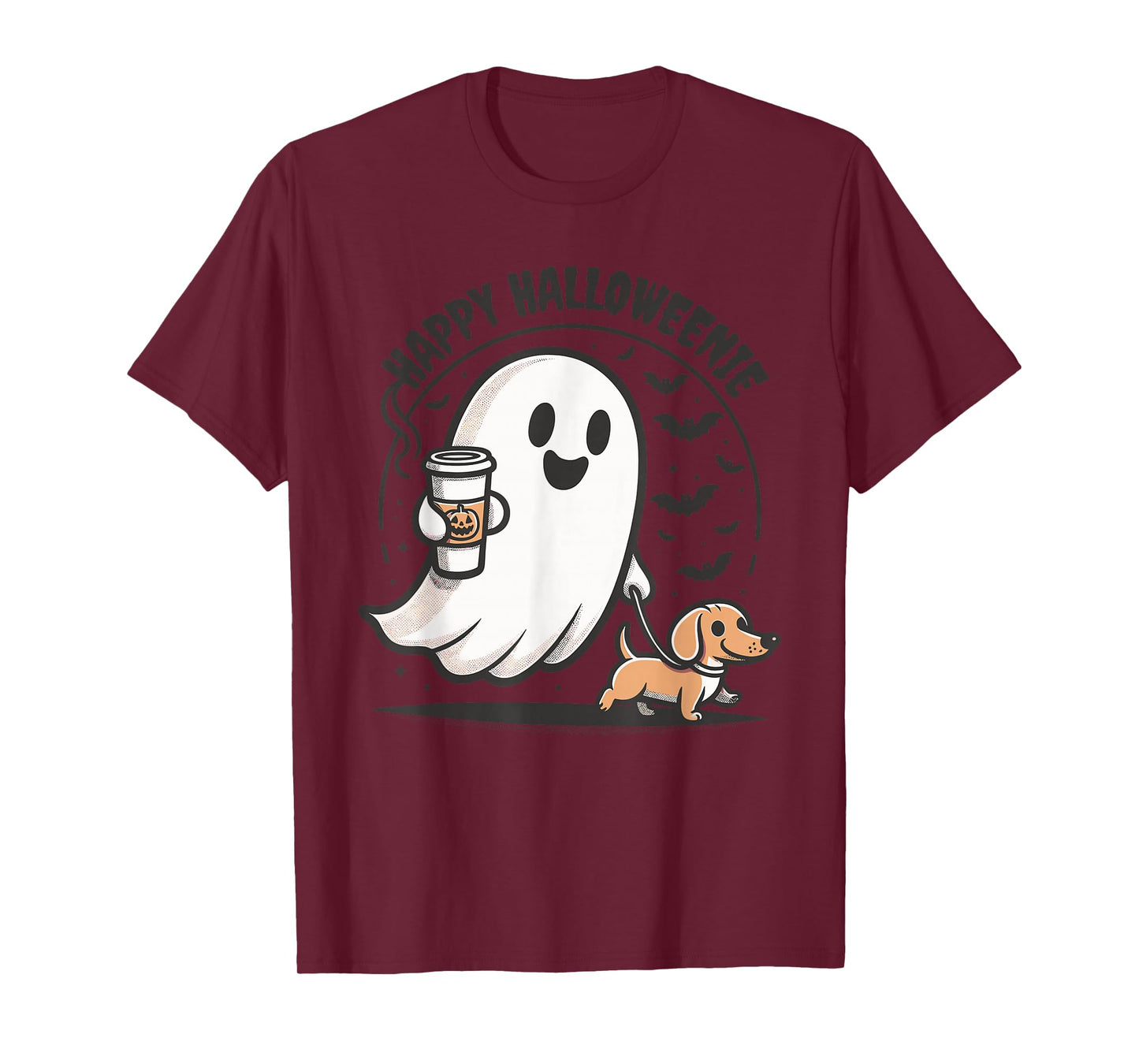 Happy Halloweenie Ghost Dachshund Halloween Dachshund Lover T-Shirt