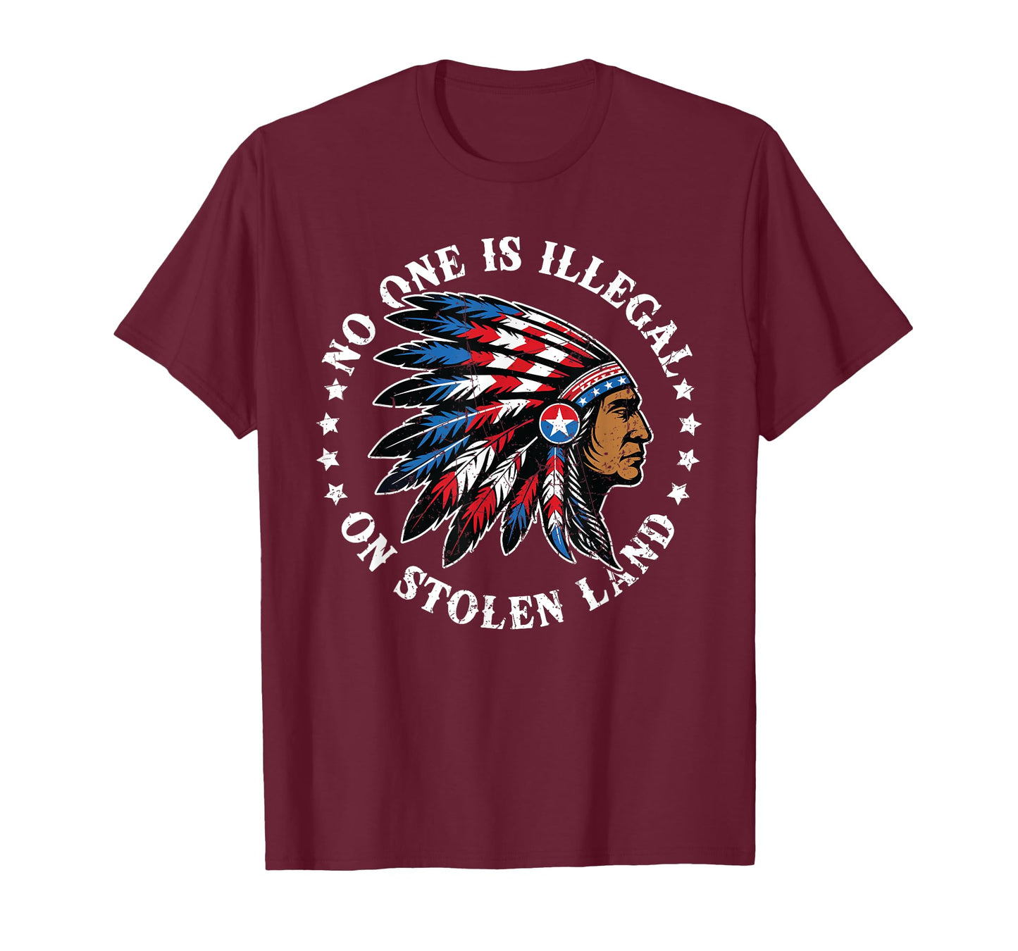No One Illegal Stolen Land Indian Native American Vintage T-Shirt