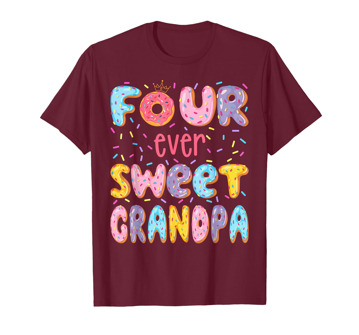 Four Ever Sweet Grandpa 4Th Birthday Girl Donut Lover T-Shirt