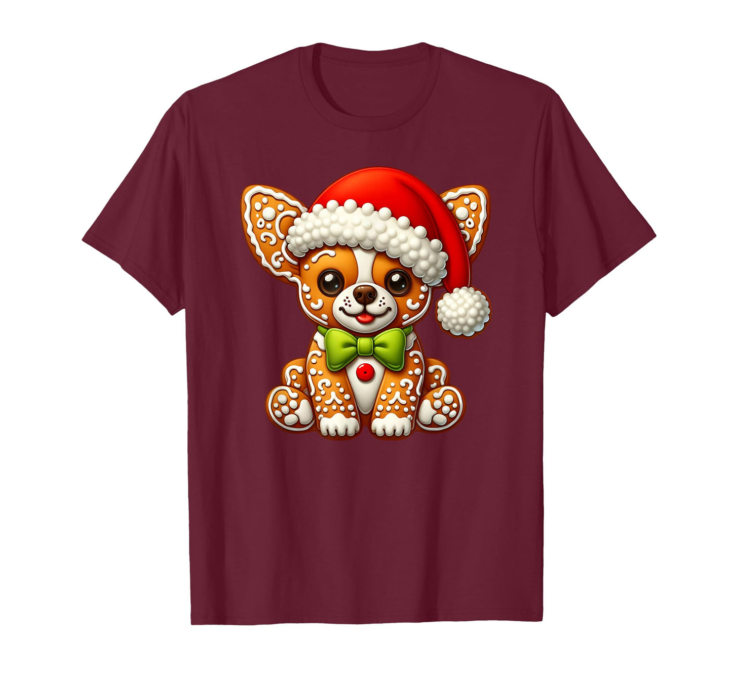 Funny Gingerbread Man Chihuahua Christmas Womens Mens Kids T-Shirt