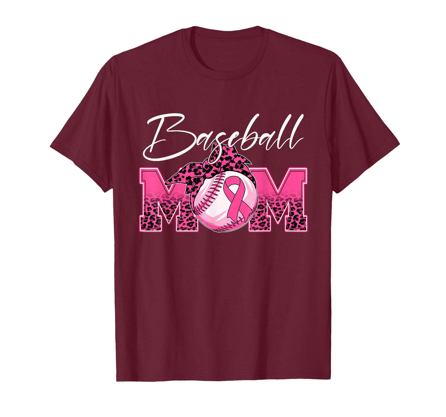 Baseball Mom Breast Cancer Awareness Day Pink Ribbon Women T-Shirt