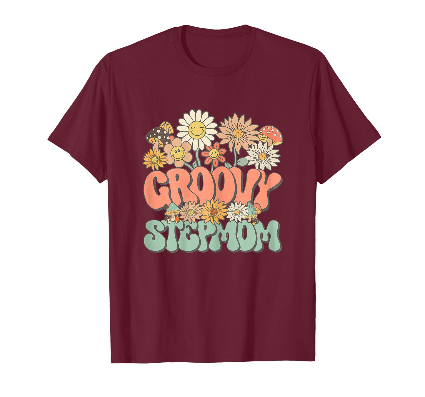 Groovy Stepmom Floral Hippie Retro Daisy Wildflower Women T-Shirt