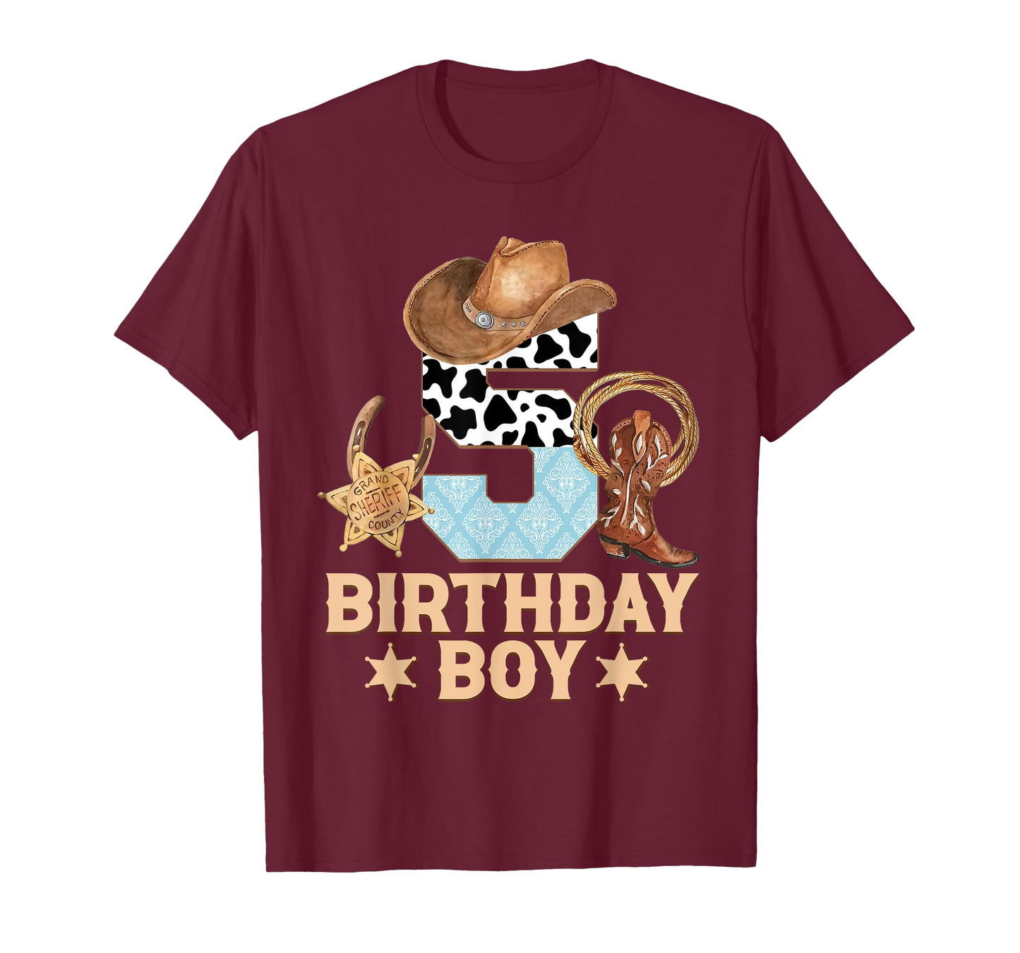 Western Family Birthday Boy Shirt 5 Cowboy 5th Birthday T-Shirt
