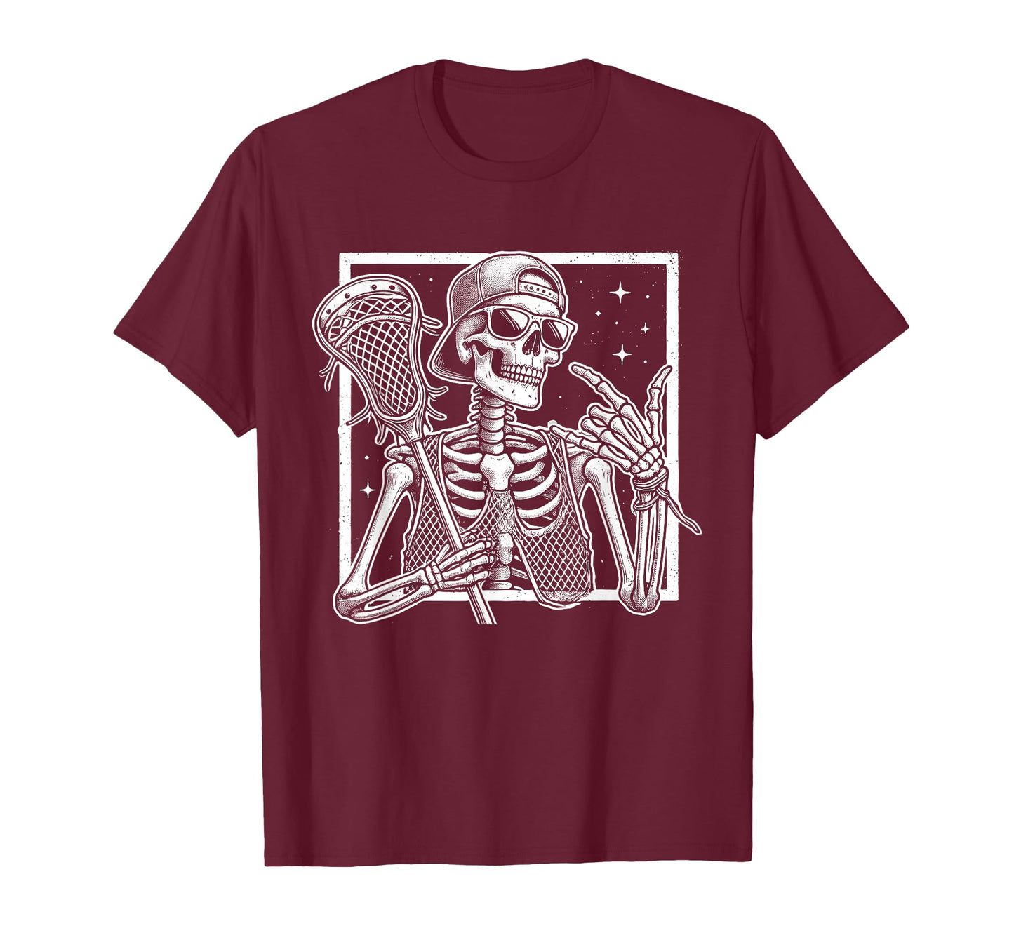 Skeleton Lacrosse Player Birthday Halloween Mens Womens Kids T-Shirt
