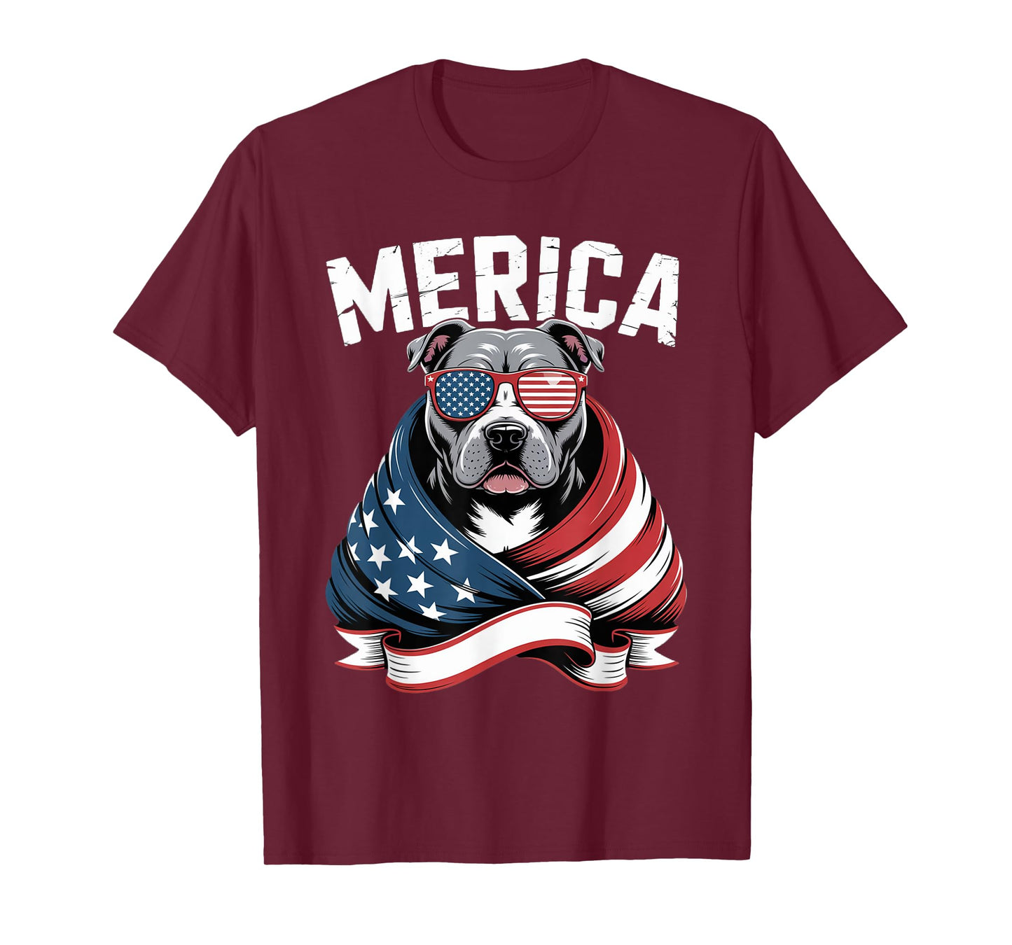 Merica Pitbull Dog Patriotic American Flag 4th Of July T-Shirt for Men Women Kids