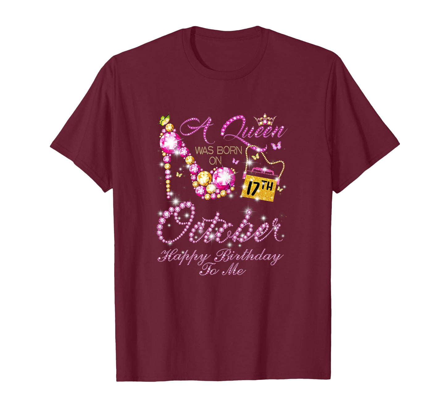 Womens A Queen Was Born In Oct, Oct 17th Birthday T-Shirt