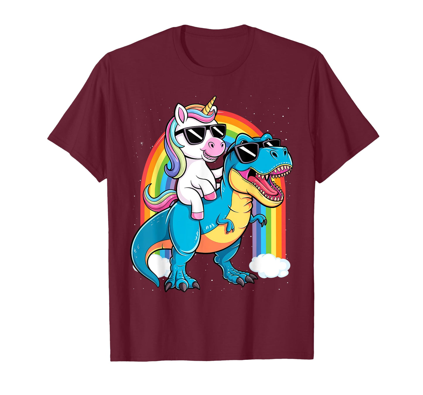 Unicorn Riding T Rex Dinosaur Boys Girls Kids Men T-Shirt