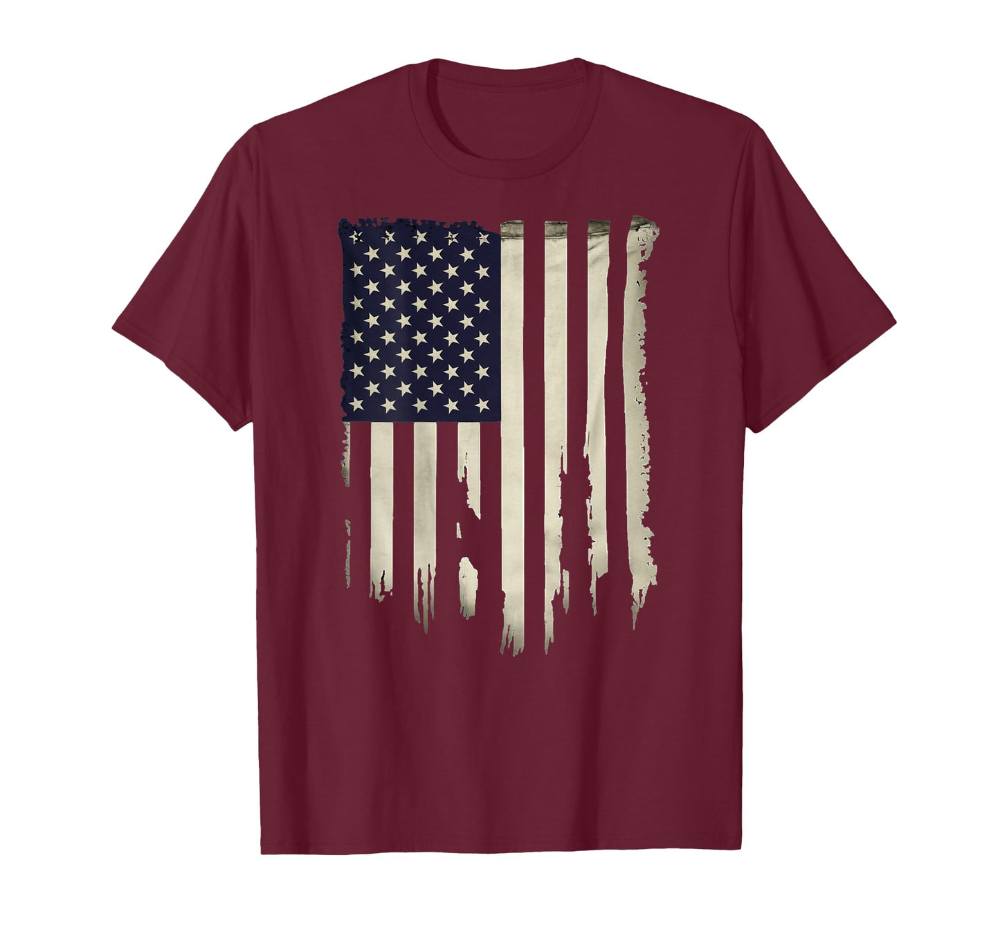 Distressed USA Flag Printed on Back T-Shirt