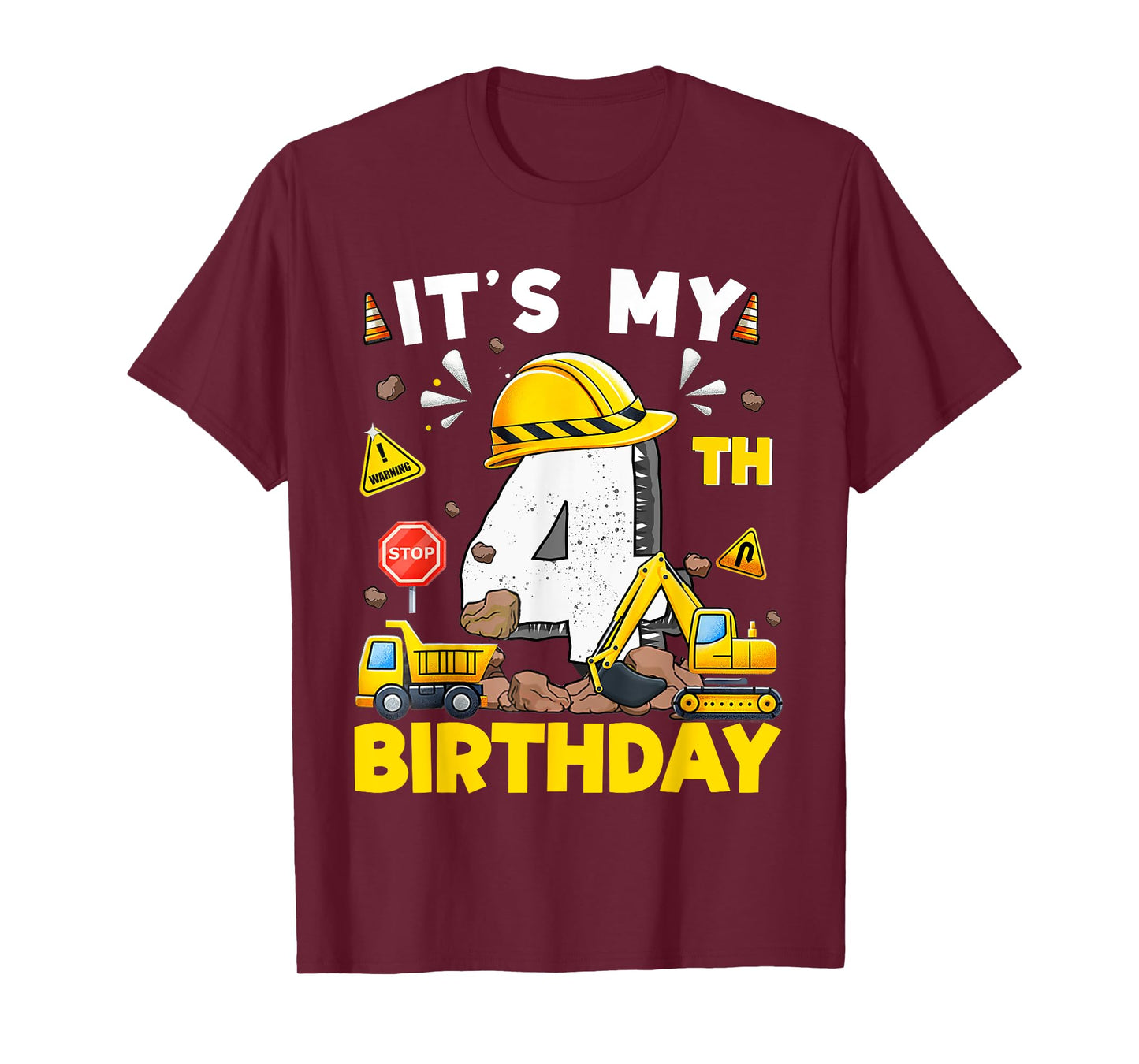 It's My 4th Birthday Boy Excavator Construction 4 Years Old T-Shirt
