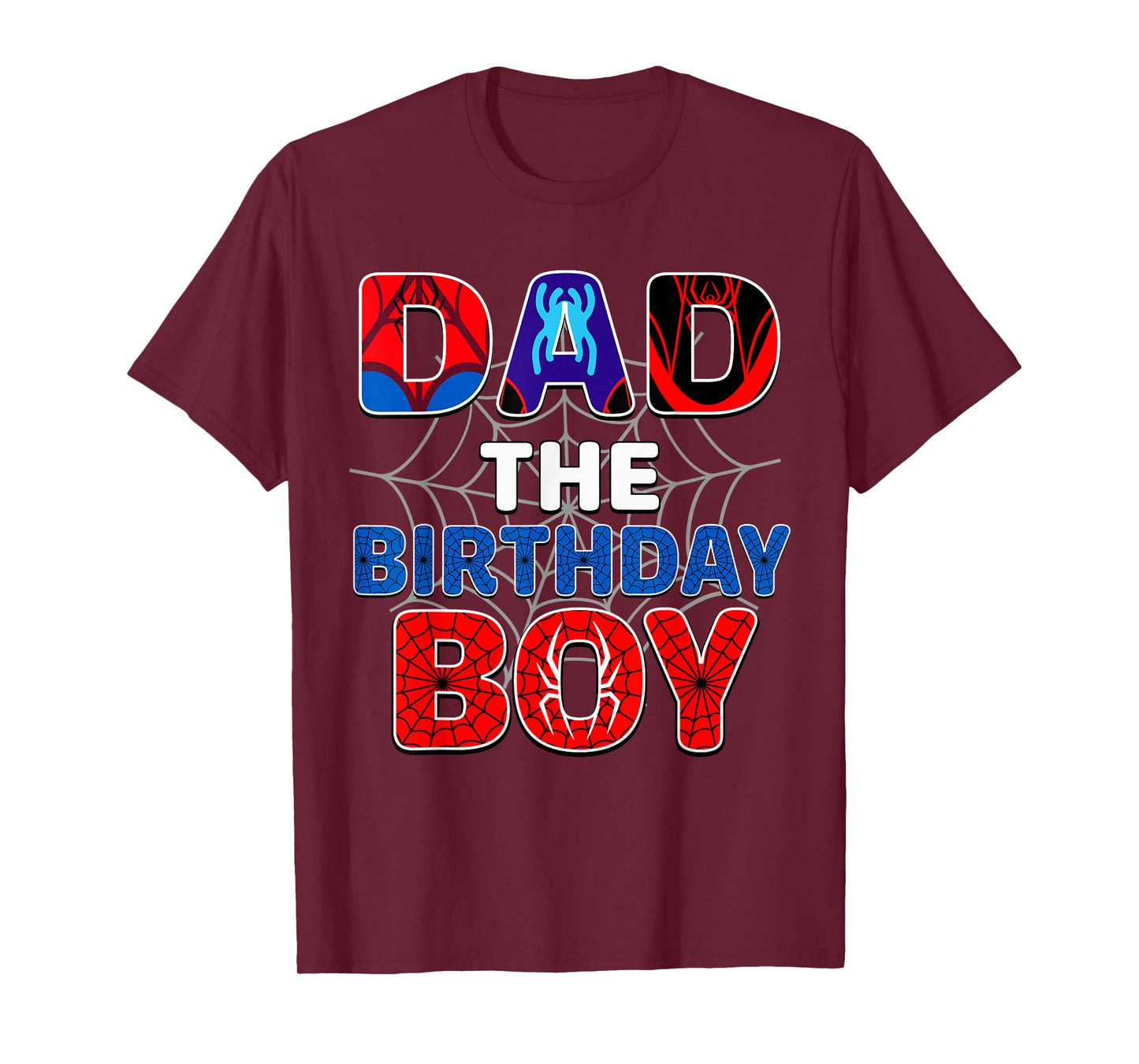Dad Of The Birthday Boy Shirt Matching Family Spider Web T-Shirt