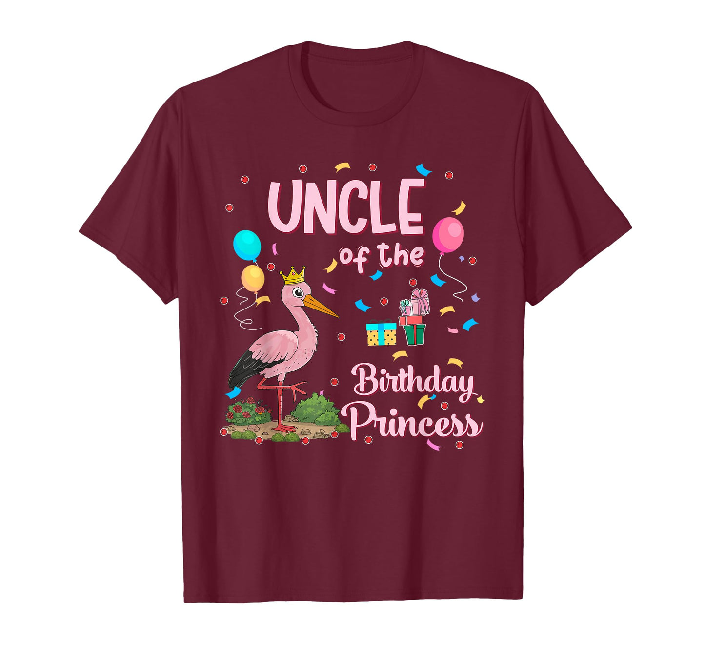 Uncle of the Birthday Princess Pink Flamingo Party Squad T-Shirt
