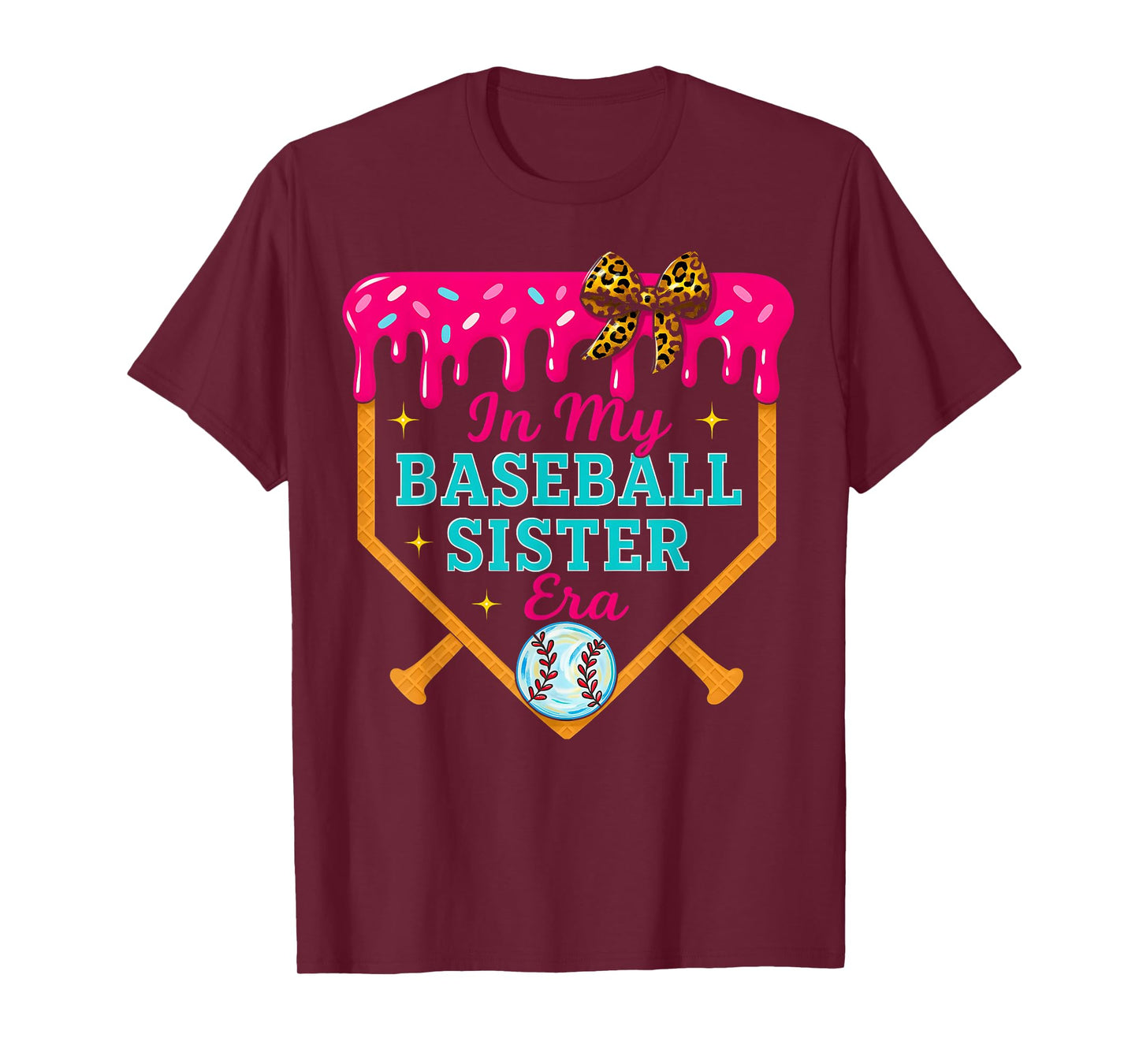 In My Baseball Sister Era Ice Cream Drip Sweet Baseball T-Shirt