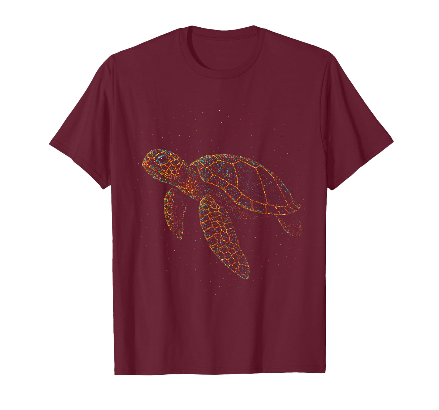 Sea Turtle Pointillism Art Animal Colorful Dot Style Artwork T-Shirt