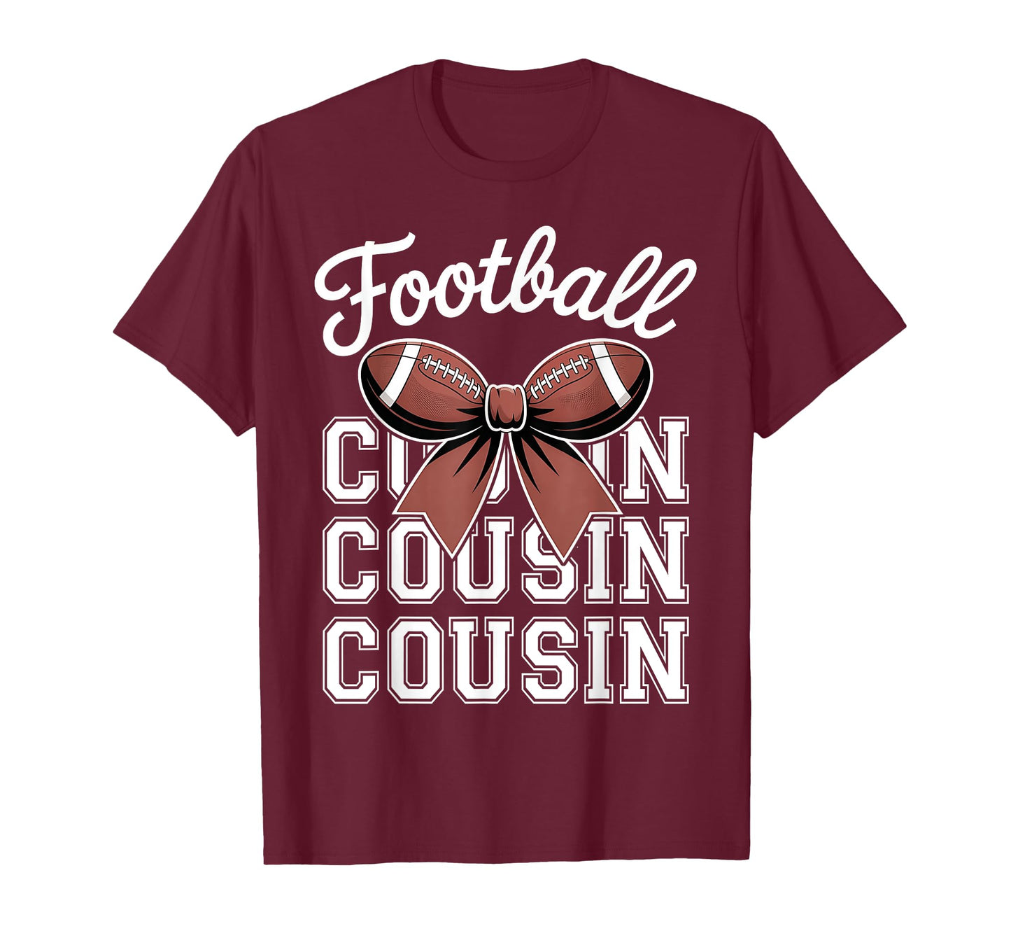 Football Cousin Cute Bow Football Lover Cousin Mothers Day T-Shirt