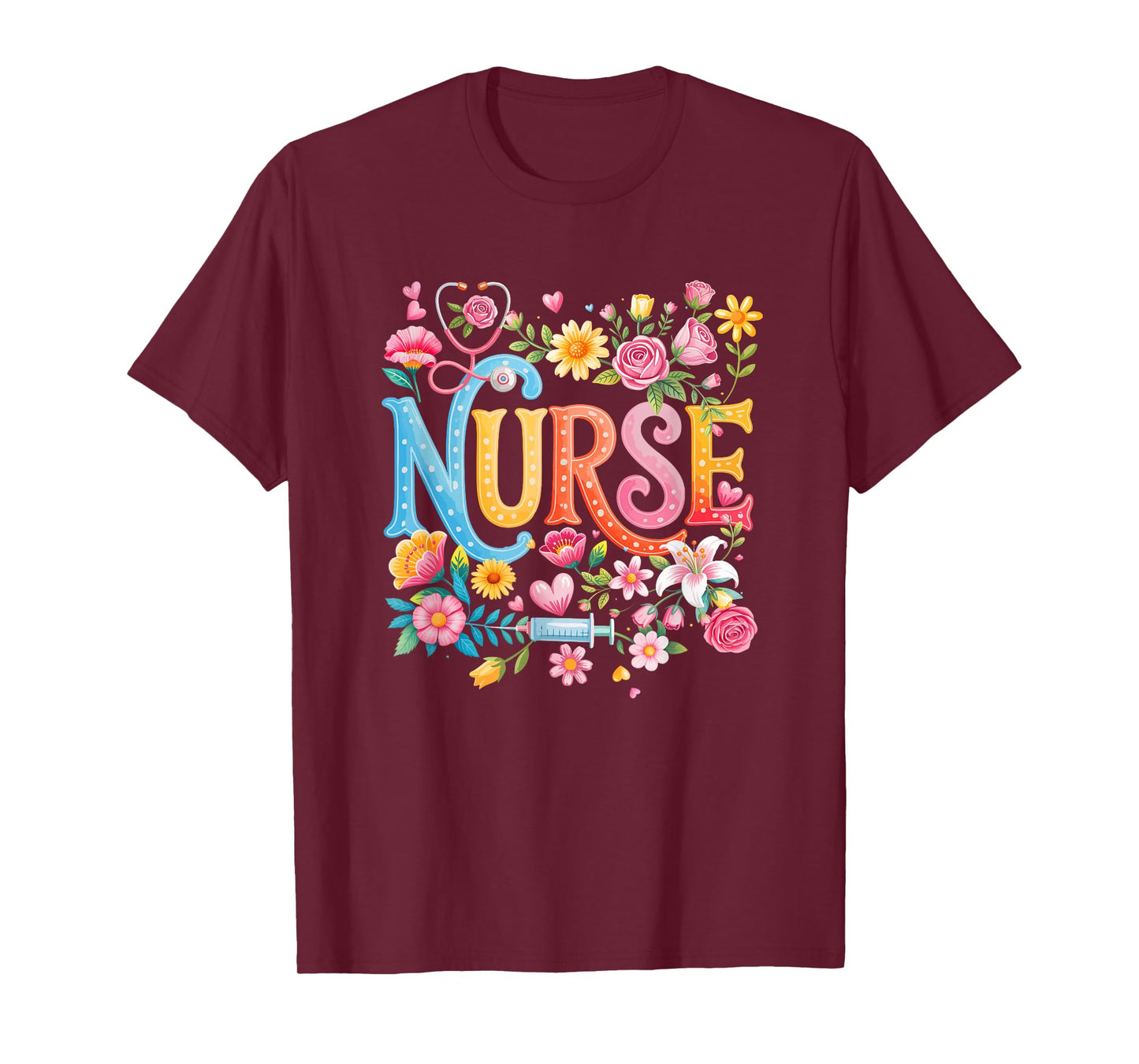 Cute Retro Groovy Nurse Flower Nursing Women T-Shirt