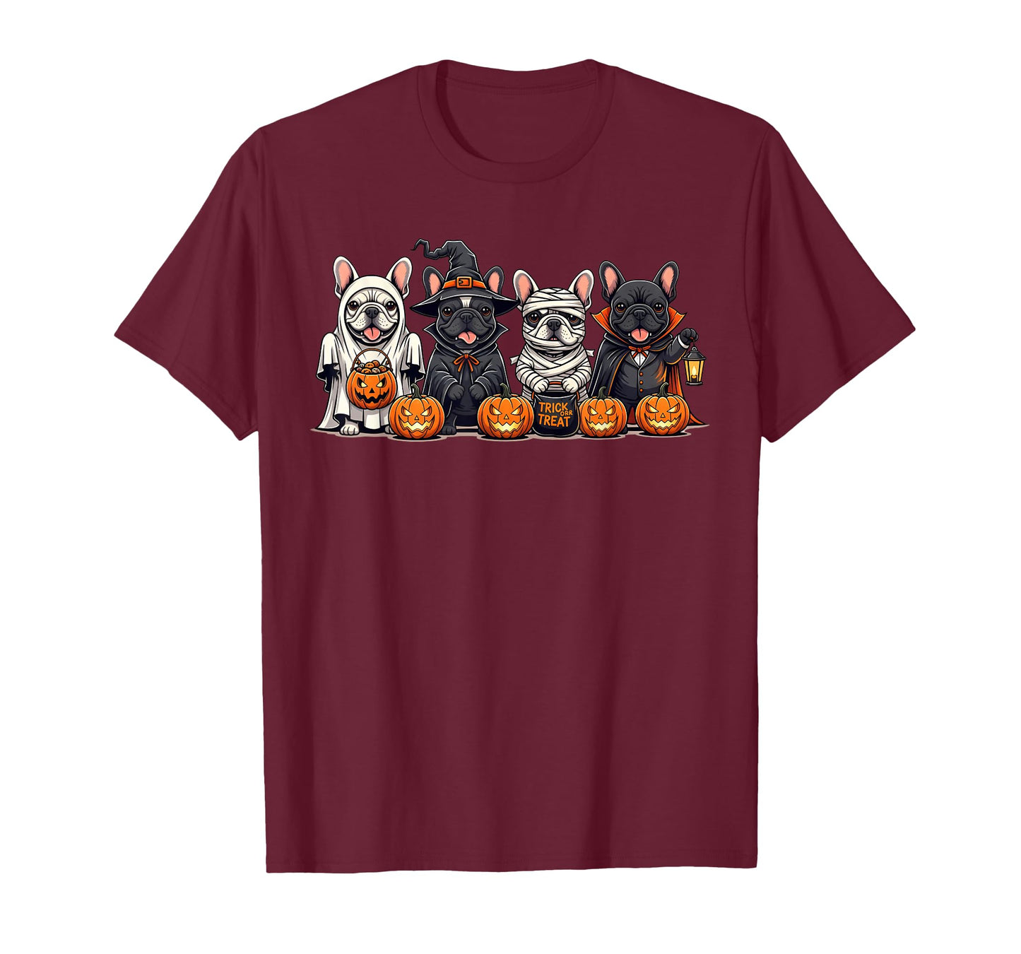 French Bulldog Ghost Witch Pumpkins Halloween Dog Costume T-Shirt