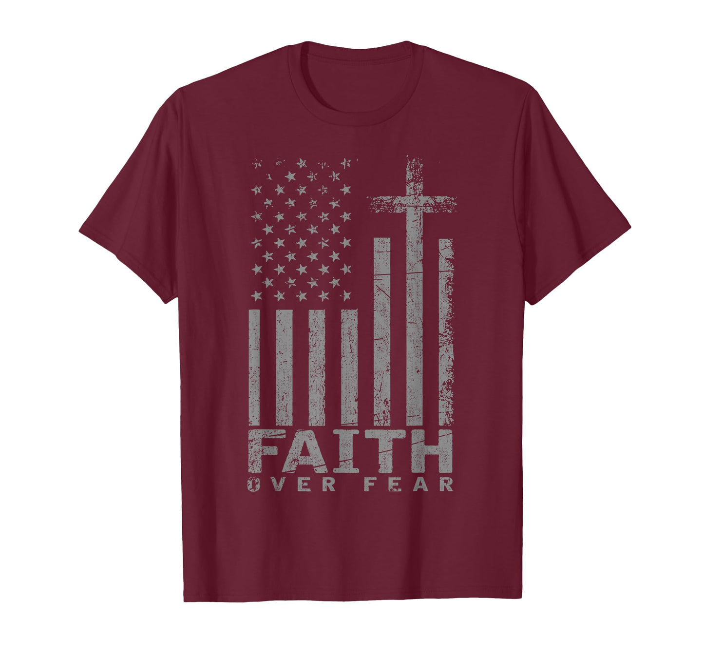 USA Flag Patriotic American Faith Over Fear Prayer T-Shirt