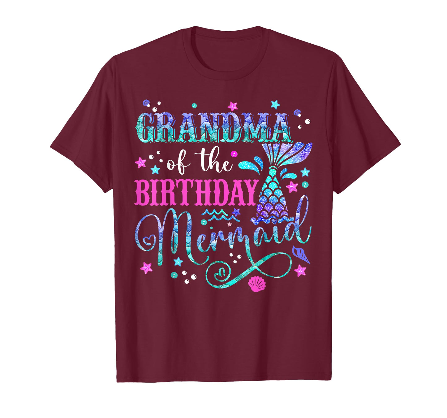 Grandma Of The Birthday Mermaid Girl Bday Party Squad Family T-Shirt