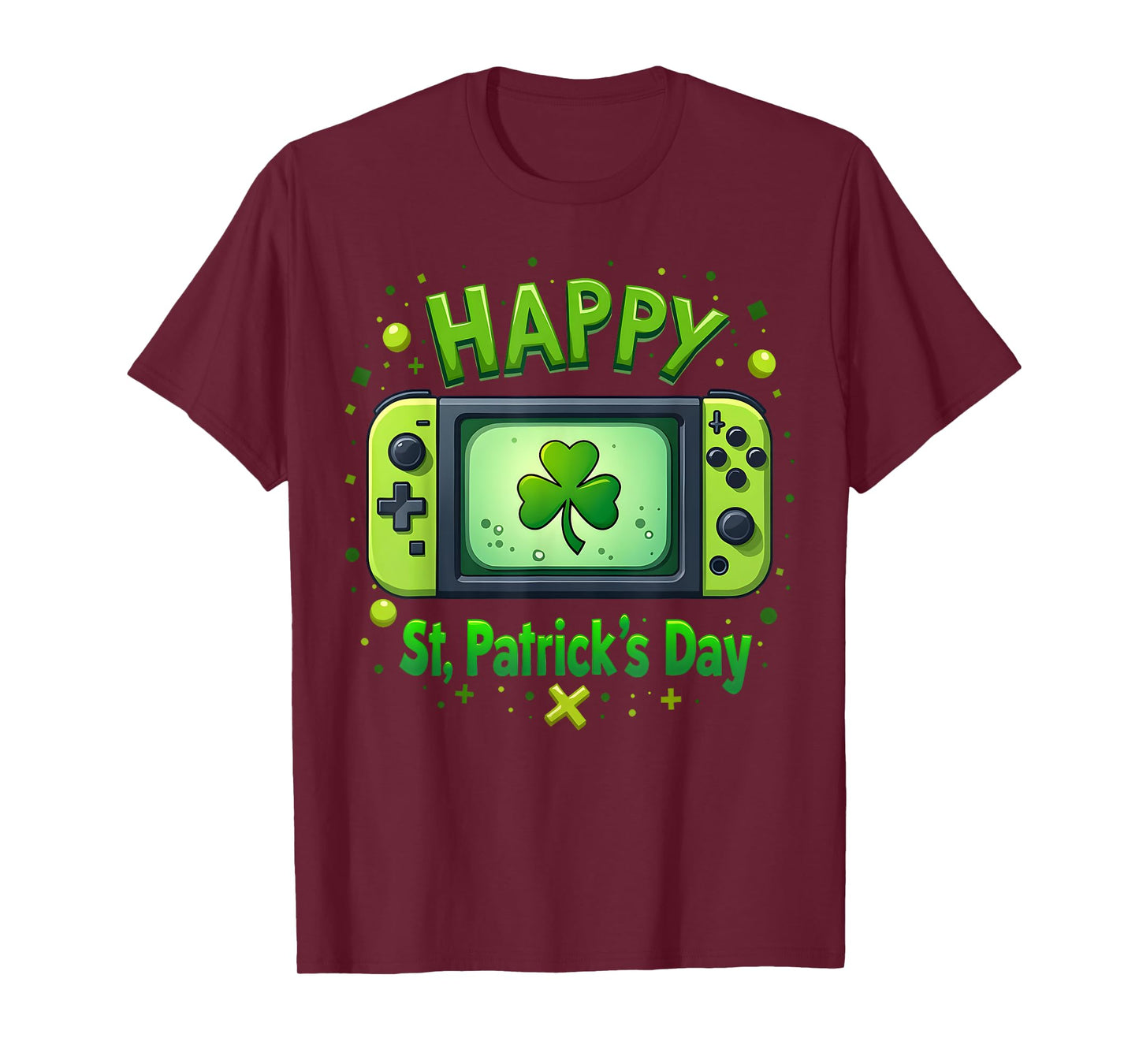 Video Gamer Funny Shamrock Happy St Patrick's Day Boys Men T-Shirt