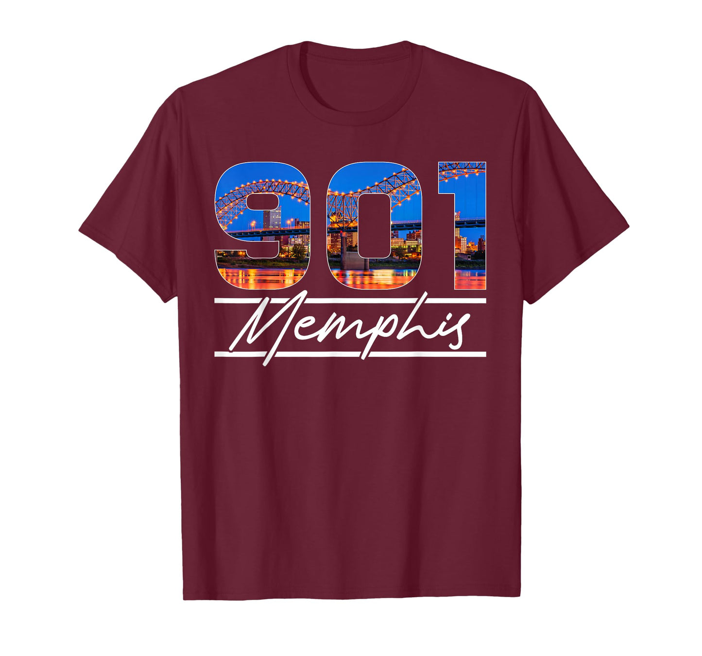 Vintage Memphis Tennessee 901 Area Code Skyline T-Shirt