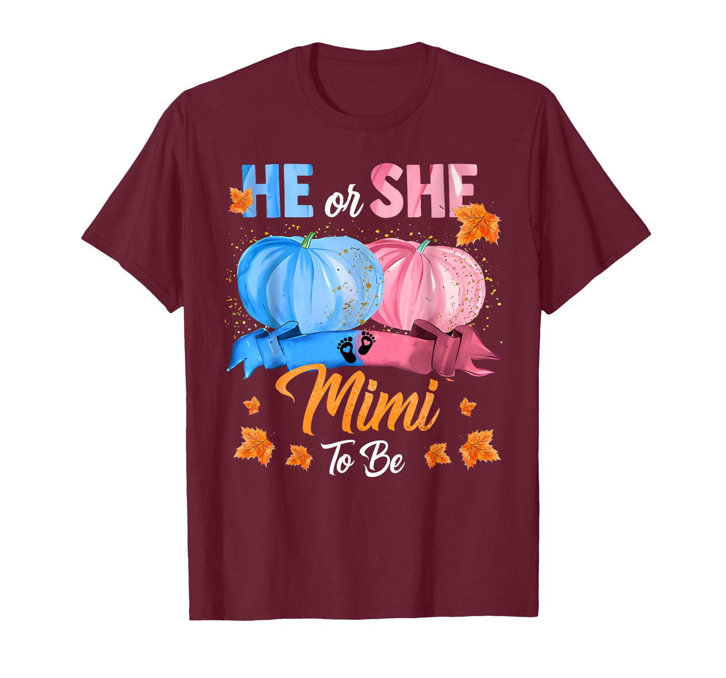 Halloween Pumpkin Gender Reveal He or She Mimi To Be T-Shirt