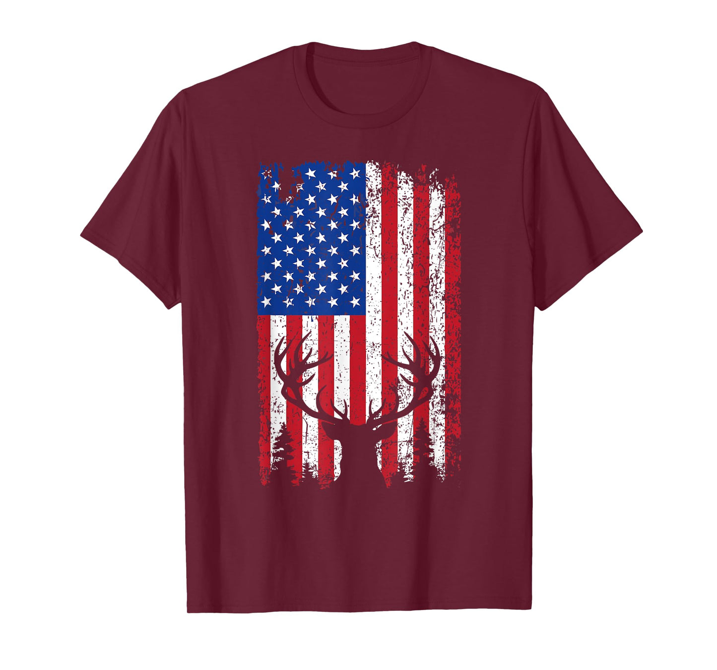 Patriotic Buck Elk Hunter Deer Hunting Flag USA American T-Shirt
